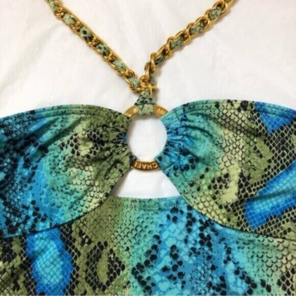 Michael Kors Green Snakeskin Print Swim Tanktini Top 4 - Picture 6 of 6